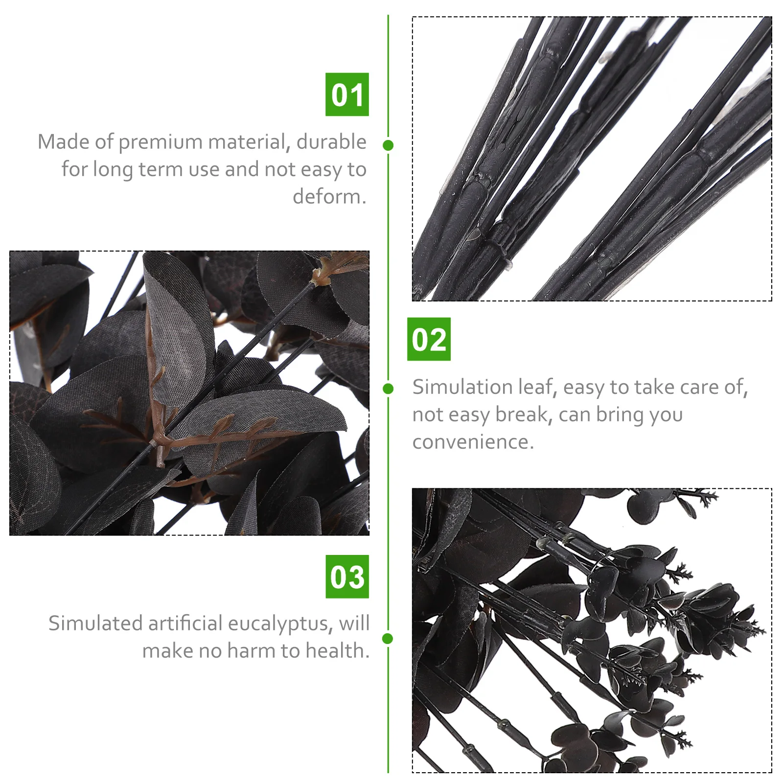 

3 Pcs Artificial Eucalyptus Picks Real Touch Leaves Decor Home Wedding Plants Arrangement Faux Stems