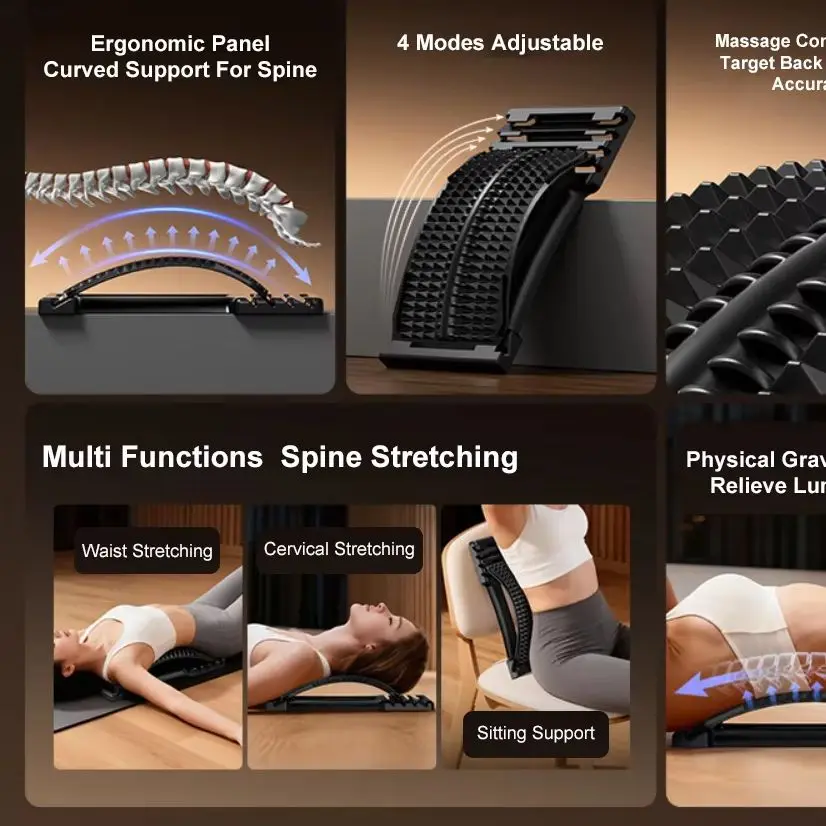 Back Stretcher Multi-Level Adjustable Massager Waist Neck Fitness Lumbar Cervical Spine Cervical Spine Support Massager