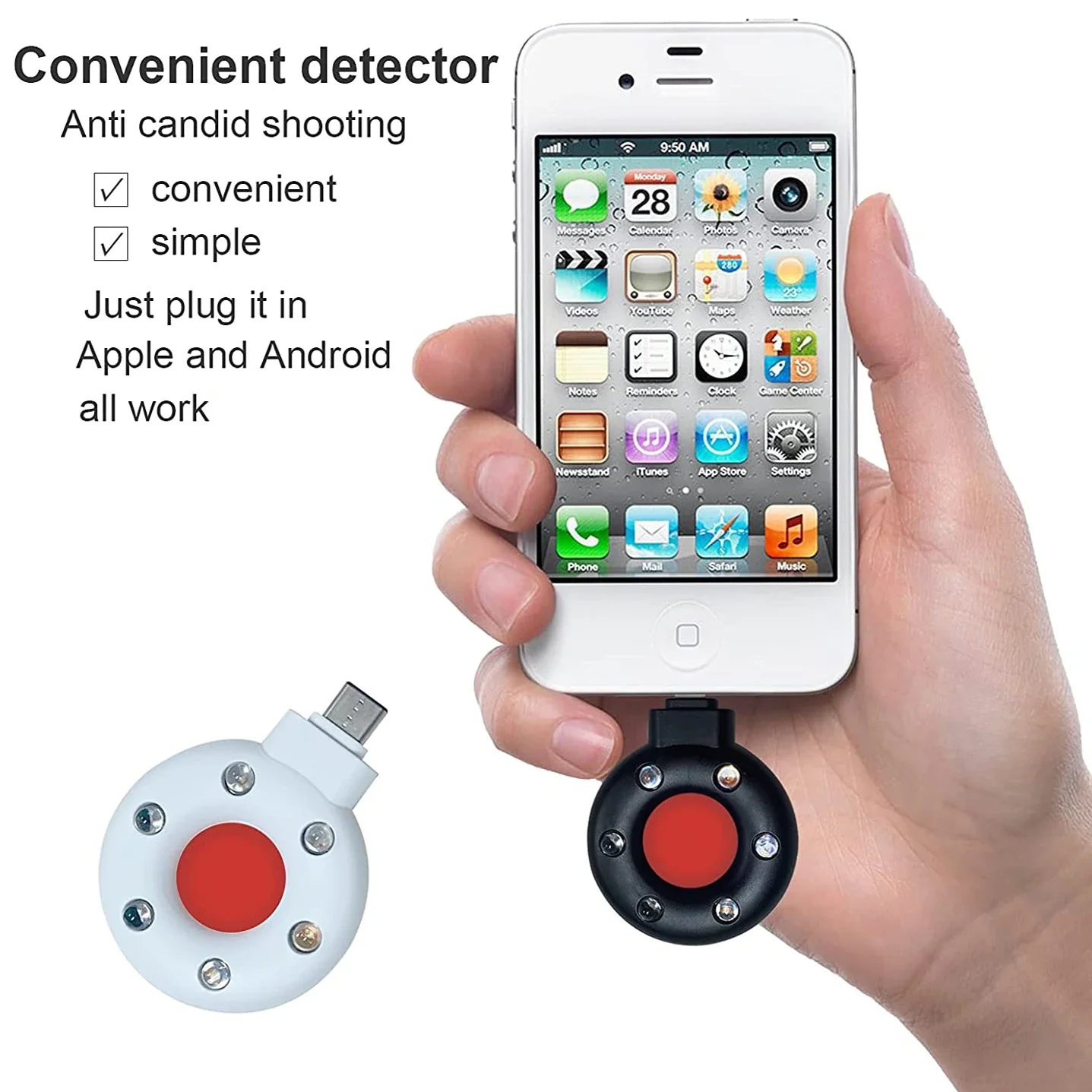 Portable Anti-Spy Hidden Camera Infrared Detector Handheld Anti-peeping detector Spy Finder for Screening Pinhole Spy Cameras