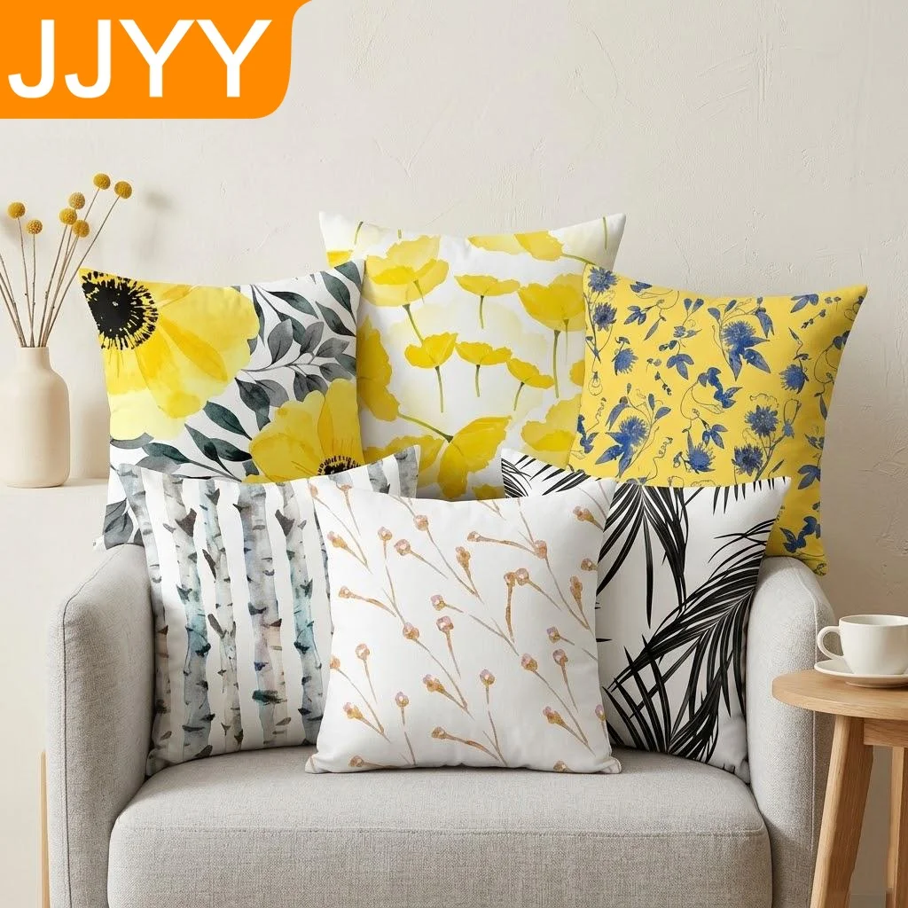 18x18 Inches Square Linen Cotton Pillow Cover Cushion Case for Sofa Bed Car Seat Home Decor Romantic Design