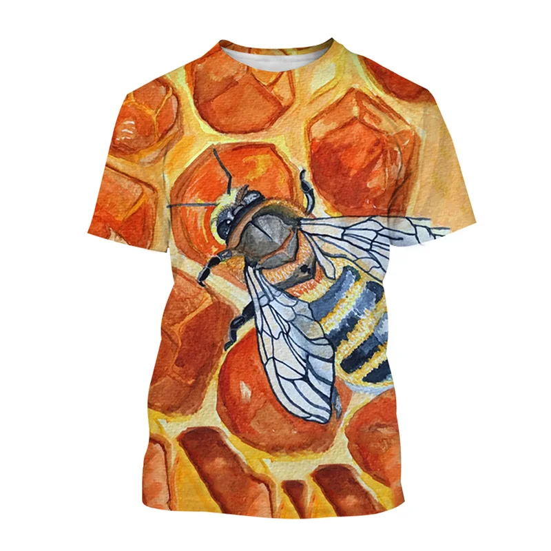 3D Print Insect Bees Honey T Shirt For Men Clothing Hot Sale Short Sleeve Tshirt Summer Casual Clothes Women Tee Shirts Kid Tops