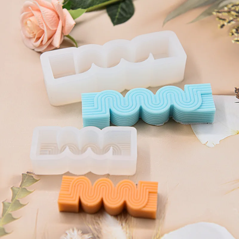 3D Geometrische Welle Streifen Form Kerze Silikon Form Einfach Zu Release Aromatherapie Gips Seife Harz Form Kit DIY Handwerk Machen