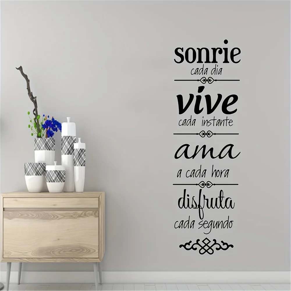 Pegatina de pared con frases en español, calcomanías impermeables para decoración del hogar, oficina y habitación, 1 unidad