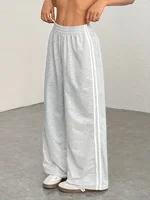 Pantalones casuales de pierna ancha para mujer, pantalones holgados a rayas, pantalones largos cómodos de moda para mujer