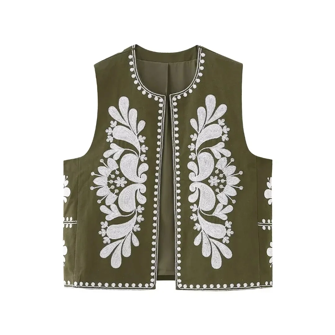 New 2025 Woman Embroidered Vests Women's Suit vest Summer Cardigan Sleeveless Embroidered Top Floral Female vest Jackets Coat