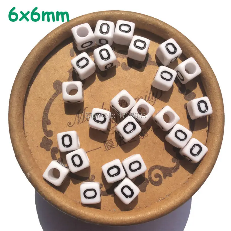 Square Cube Alphabet Beads White With Black Letters 6mm 2600pcs Vowel Acrylic Spacers for Kids Name Jewelry Making Loose Charms