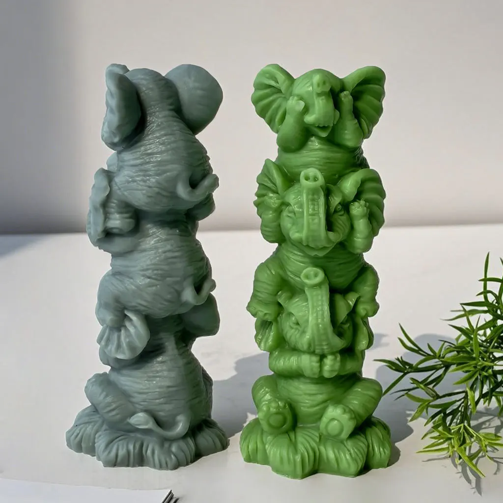 DIY Stacking Elephants Silicone Mold Handmade Soap Aroma Candle Plaster Mould Home Decoration Crafts Making Molds