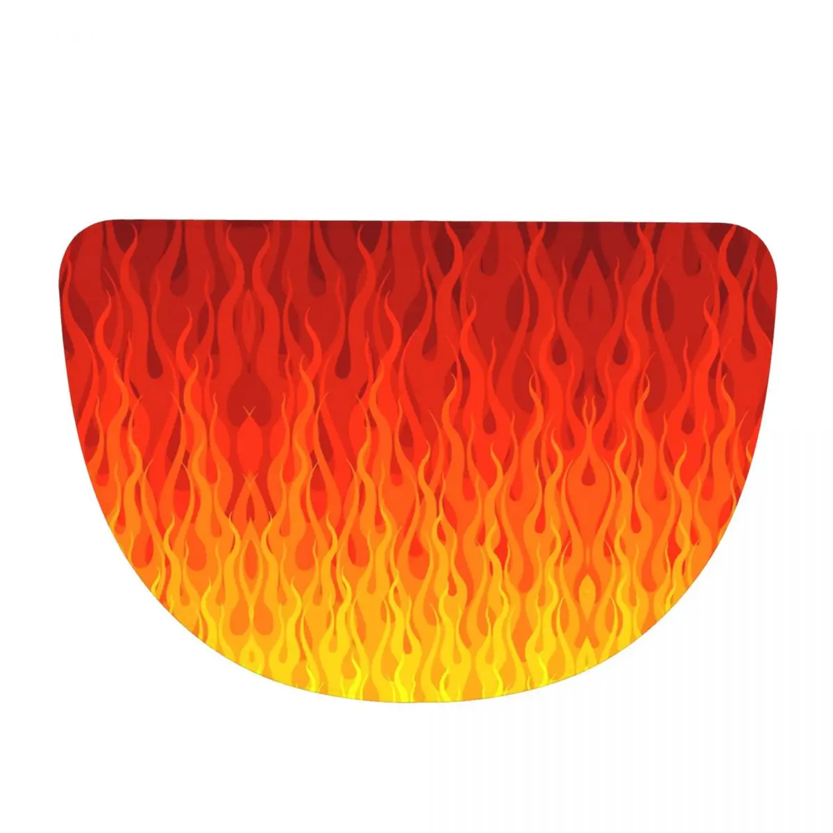 Red Orange Yellow Burning Flame And Fire Soft Flannel Half Round Doormat Non Slip Bathroom Mat Absorbent Floor Carpet for Home
