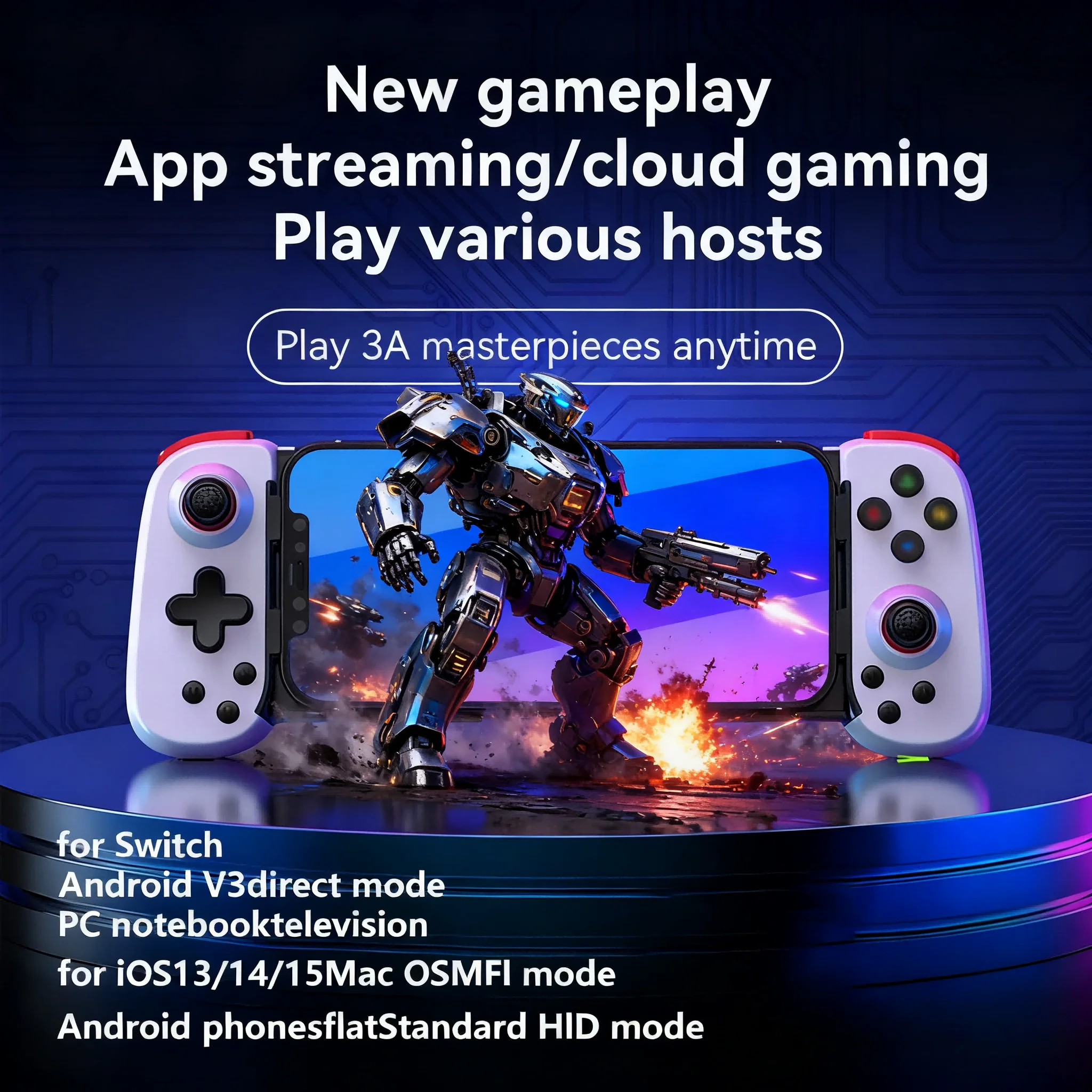 

Беспроводной игровой контроллер с мультиплатформенной совместимостью (NS, PC, iOS, Android). Идеально подходит для домашнего использования или в качестве подарка другу на день рождения.