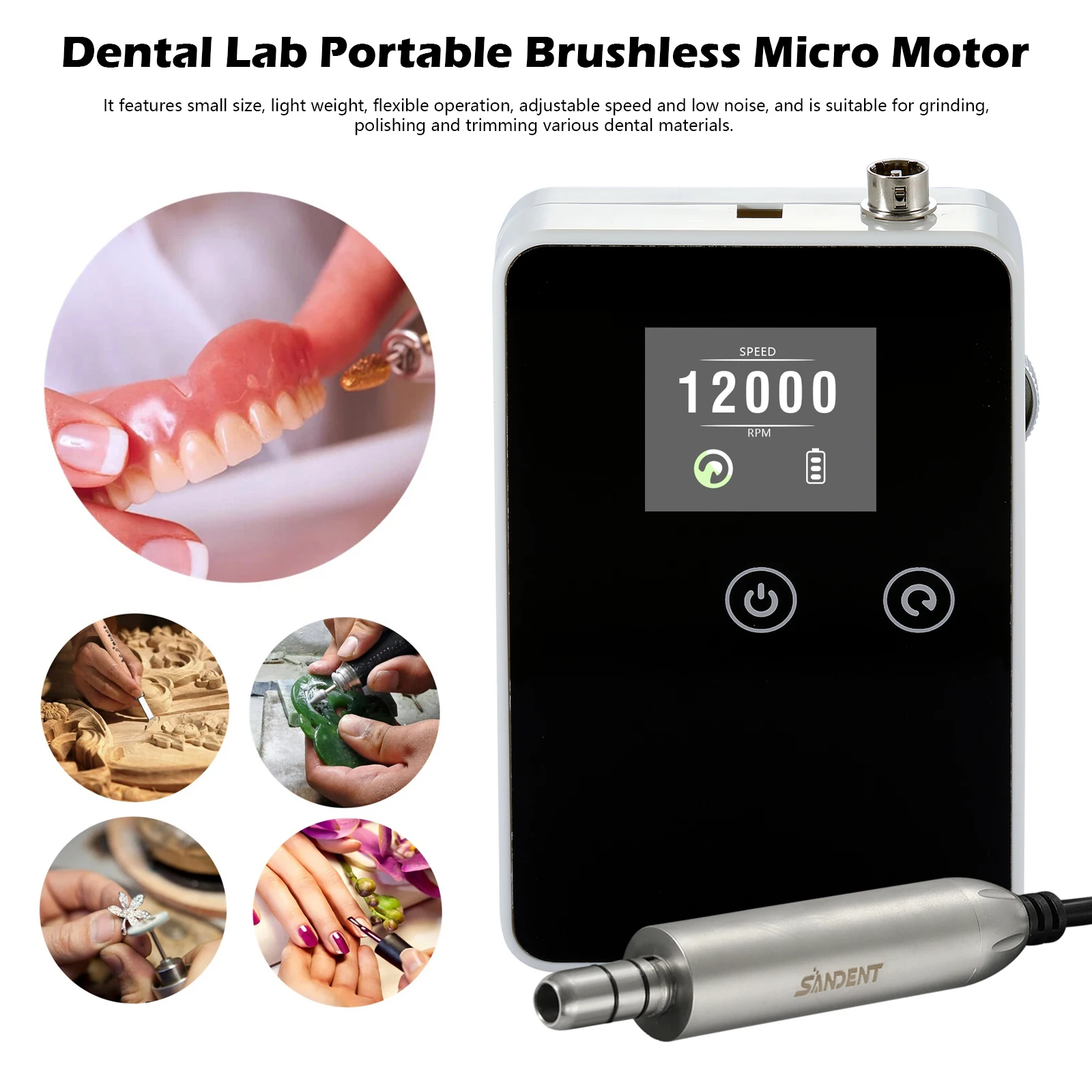 

Портативная стоматологическая лаборатория бесщеточный 35 000 R.P.M. Электрическая полировальная машина E-типа с микромотором ЧЕРНАЯ + наконечник двигателя E-типа