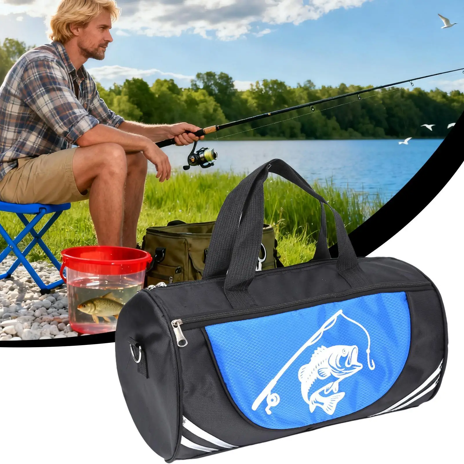 釣り道具バッグ大容量タックル収納バッグ多機能釣りオーガナイザー屋外ビーチキャンプハイキング湖用