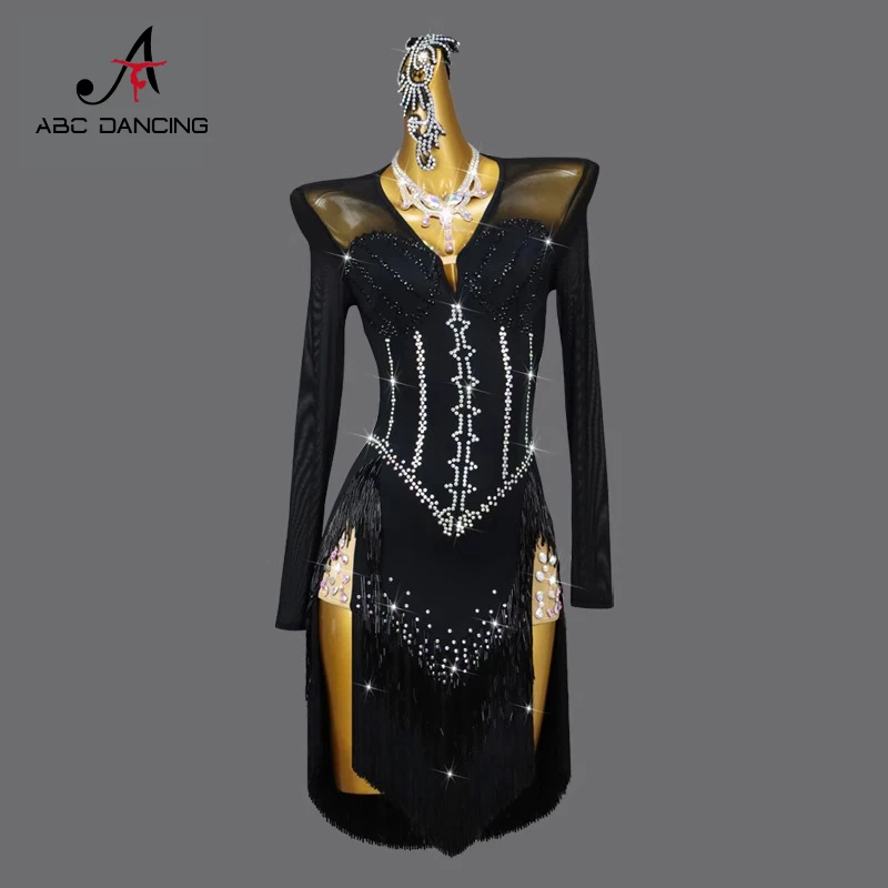 2026 Latin Dance Dress Stage Costume Midi Parties Suit Womens Practice Clothes Party Sexy Girls Samba Match Skirt Prom Dancewear