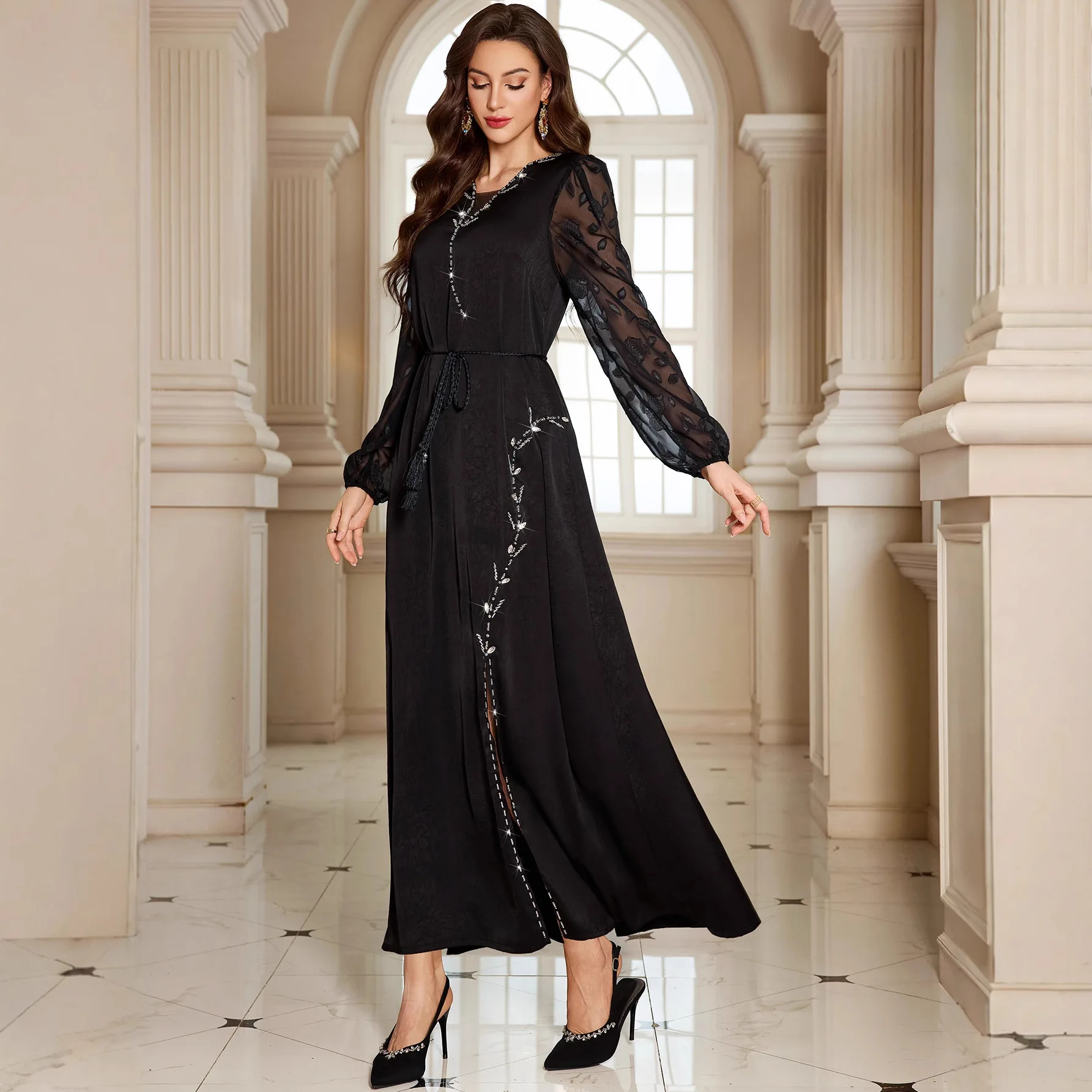 Ramadan dubaï Abaya femmes robe de soirée musulmane diamants robe de soirée turquie caftan Femme musulmane robes Islam Jalabiya Caftan