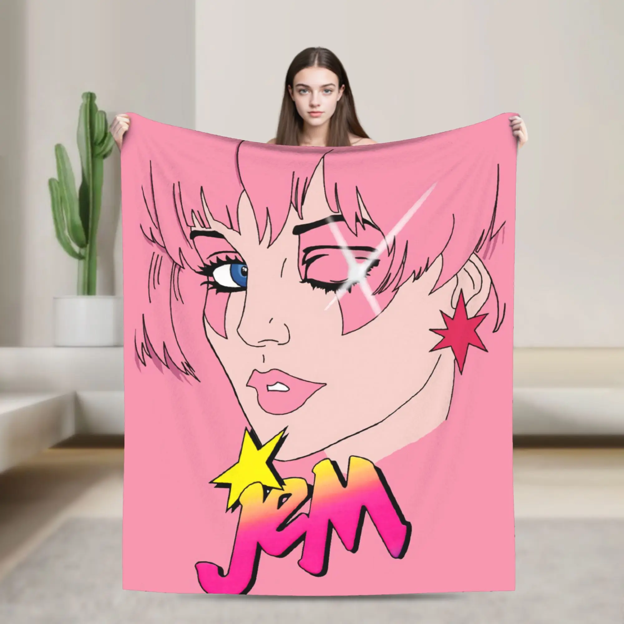 Jem And The Holograms Throw Blanket for Couch  Fuzzy Soft Plush Blanket 50x60 Inch Multiple Sizes Bedspreads for All Seasons