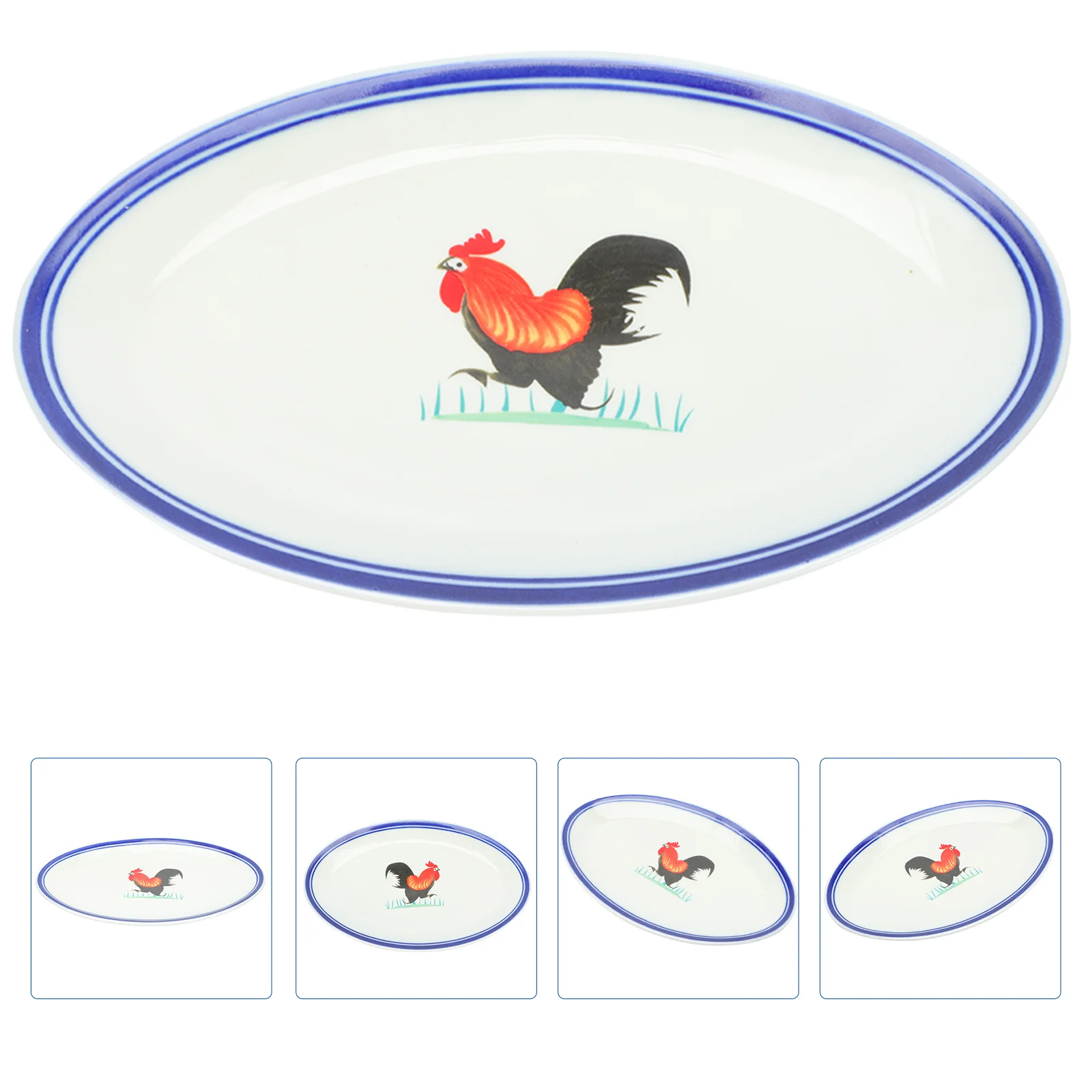 

Rooster Fish Plate Enamel Serving Plates Storage Holder Waterproof Corrosion Resistant Easy Clean Fruit Decorative Novel Food