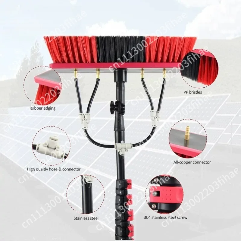 Telescopic rod car wash water brush, with wiper lengthened, can spray water to clean high window glass 5 sections 4.6 meters