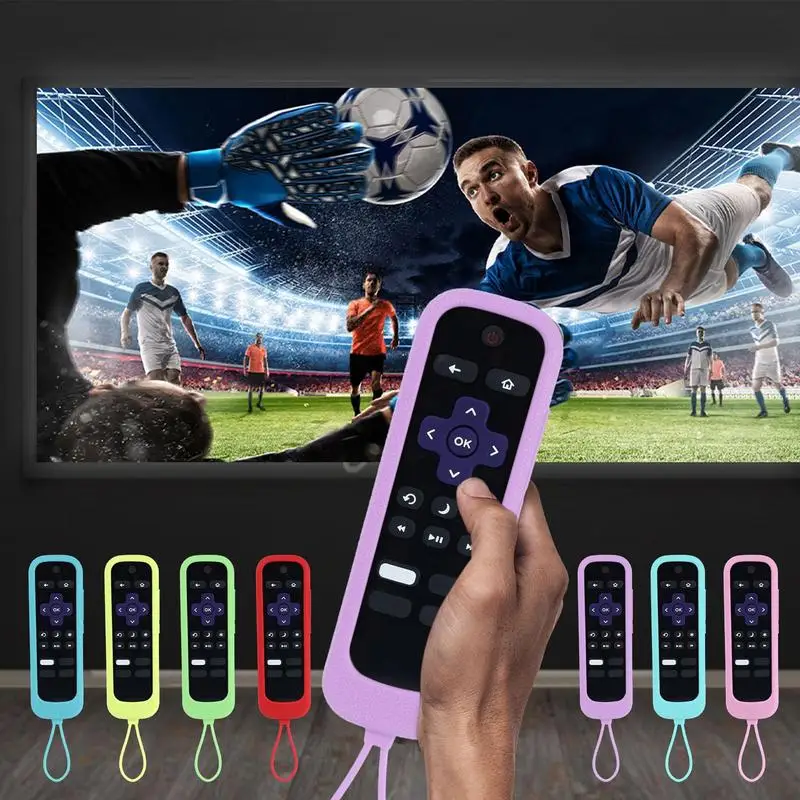 Silicone Remote Control Cover Sleeve For TCLROKU Remote Glows In The Dark Non-slip Protective Soft Case Dustproof With Lanyard