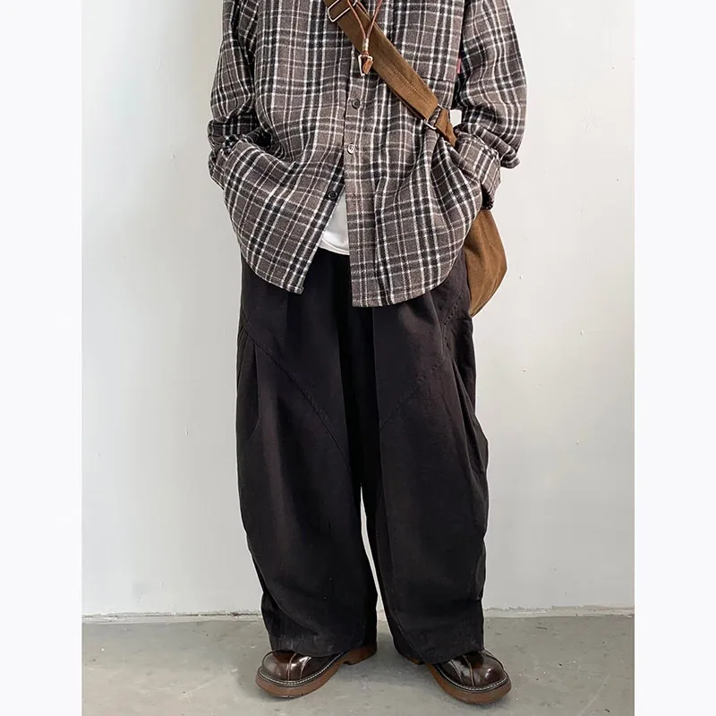 Japanese Oversize Pant Men Women Spring Autumn Casual Wide-leg Trousers Vintage Simple Straight-leg Baggy Pant Harajuku Unisex