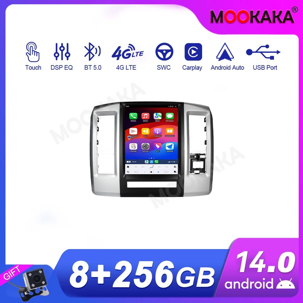 

12,1-дюймовый экран автомобильного радио для Dodge Ram 2009-2012 Android Auto GPS навигация мультимедийный видео стерео приемник головное устройство