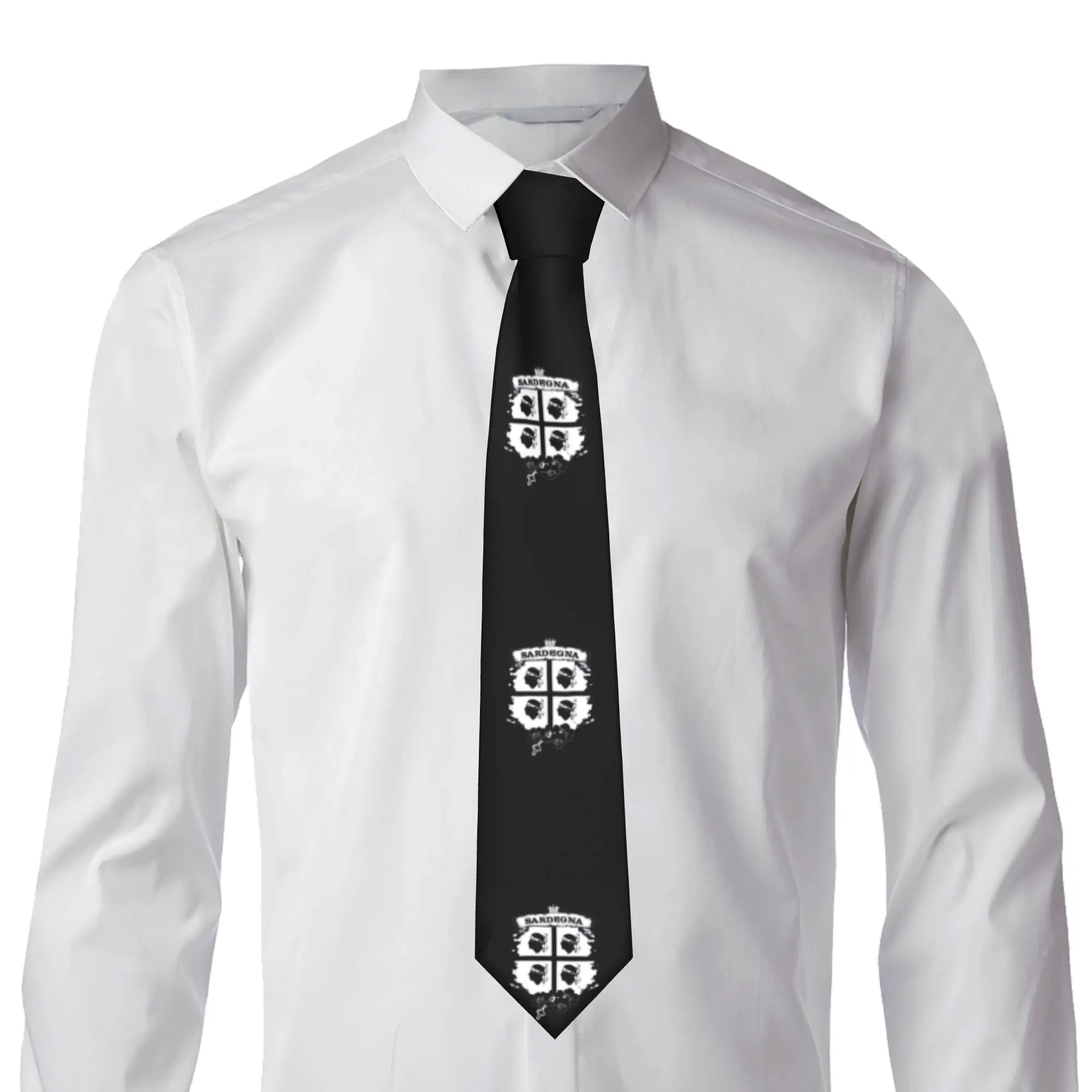 Sardegna Coat of Arms Ties Mens Fashion Silk Italy Sardinia Flag Four Moors Necktie for Wedding