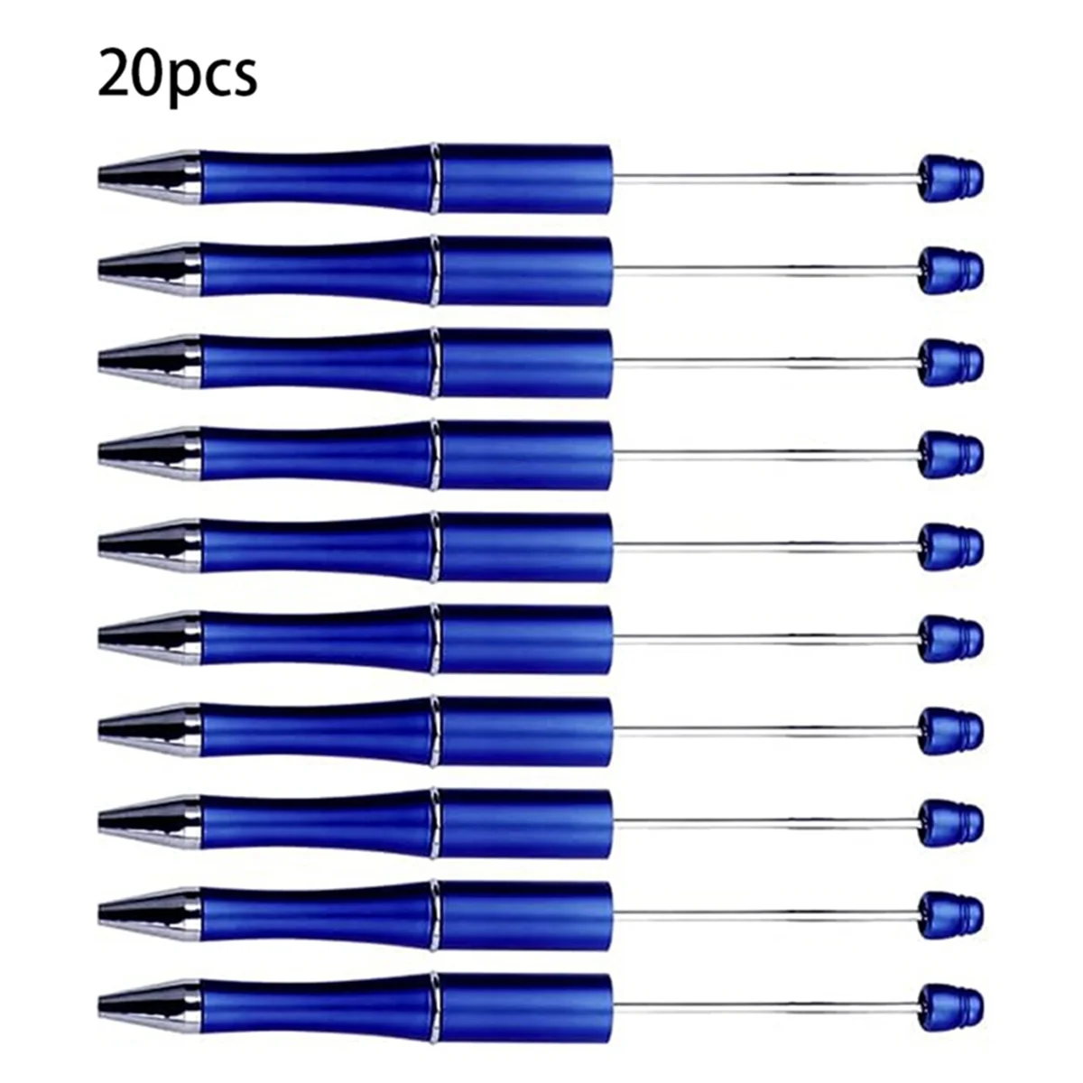 20Pcs DIY Beaded Pens Rotating Plastic Beaded Ballpoint Pen Shaft for DIY Pen Decoration Supplies Office School(Blue)