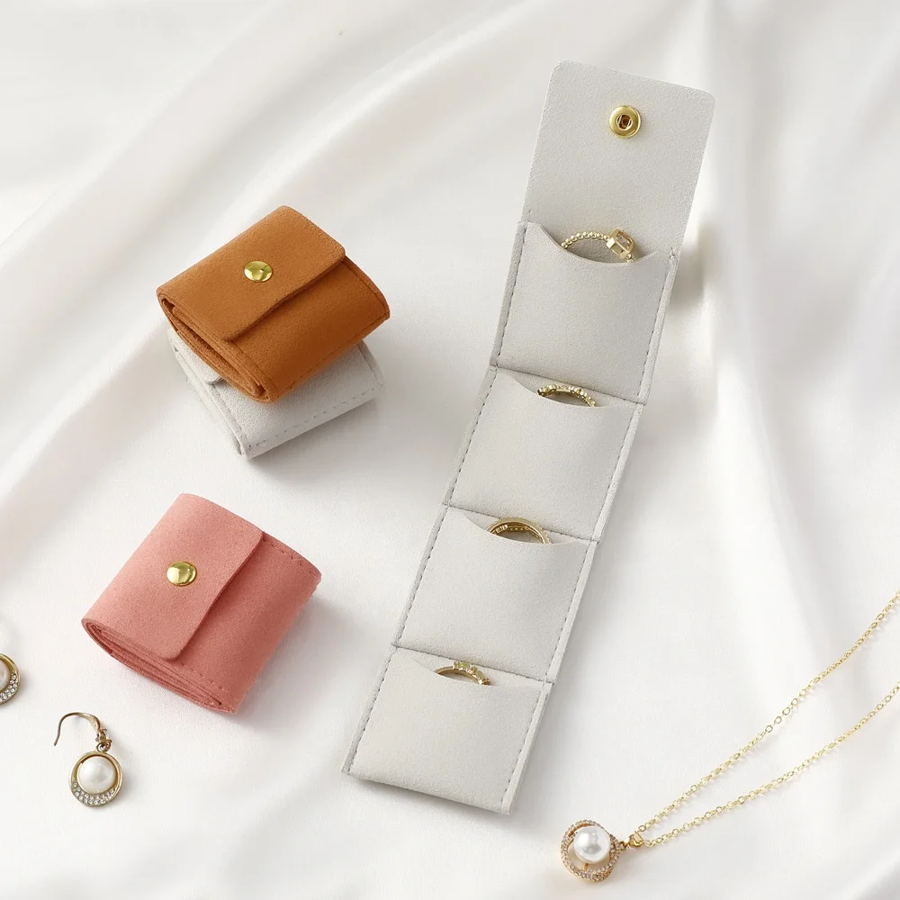 

Fashion Jewelry Organizer Bag Portable Foldable Microfiber Roll Pouch Necklace Ring Earrings Packing Bag Jewelry Storage Case