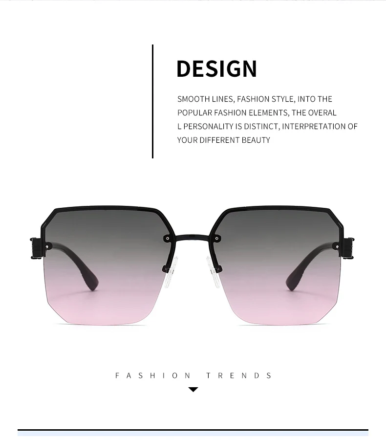 Neue modische Metall-Sonnenbrille mit übergroßem Rahmen, Unisex, Premium, trendig, vielseitig, quadratischer Rahmen, Sonnenbrille 1204 – Detail 6