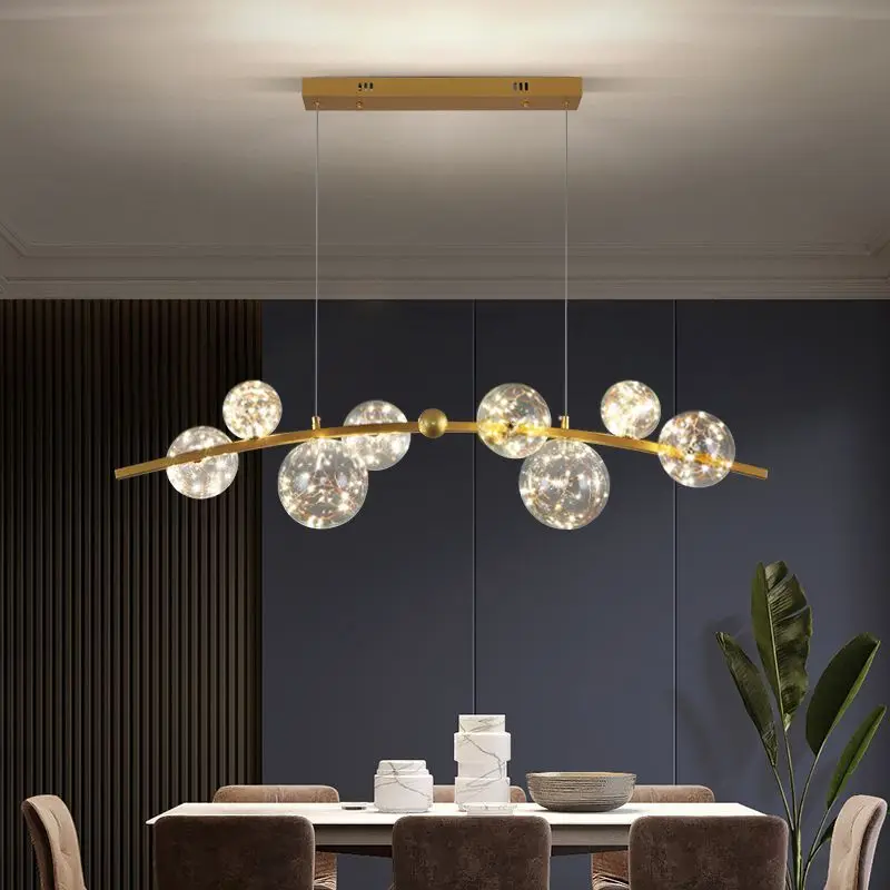 Nordic Modern Simple Starry Sky Chandelier Luxury Creative Long Strip Pendant Light for Dining Room Lamp Ceiling Light Led Lamp