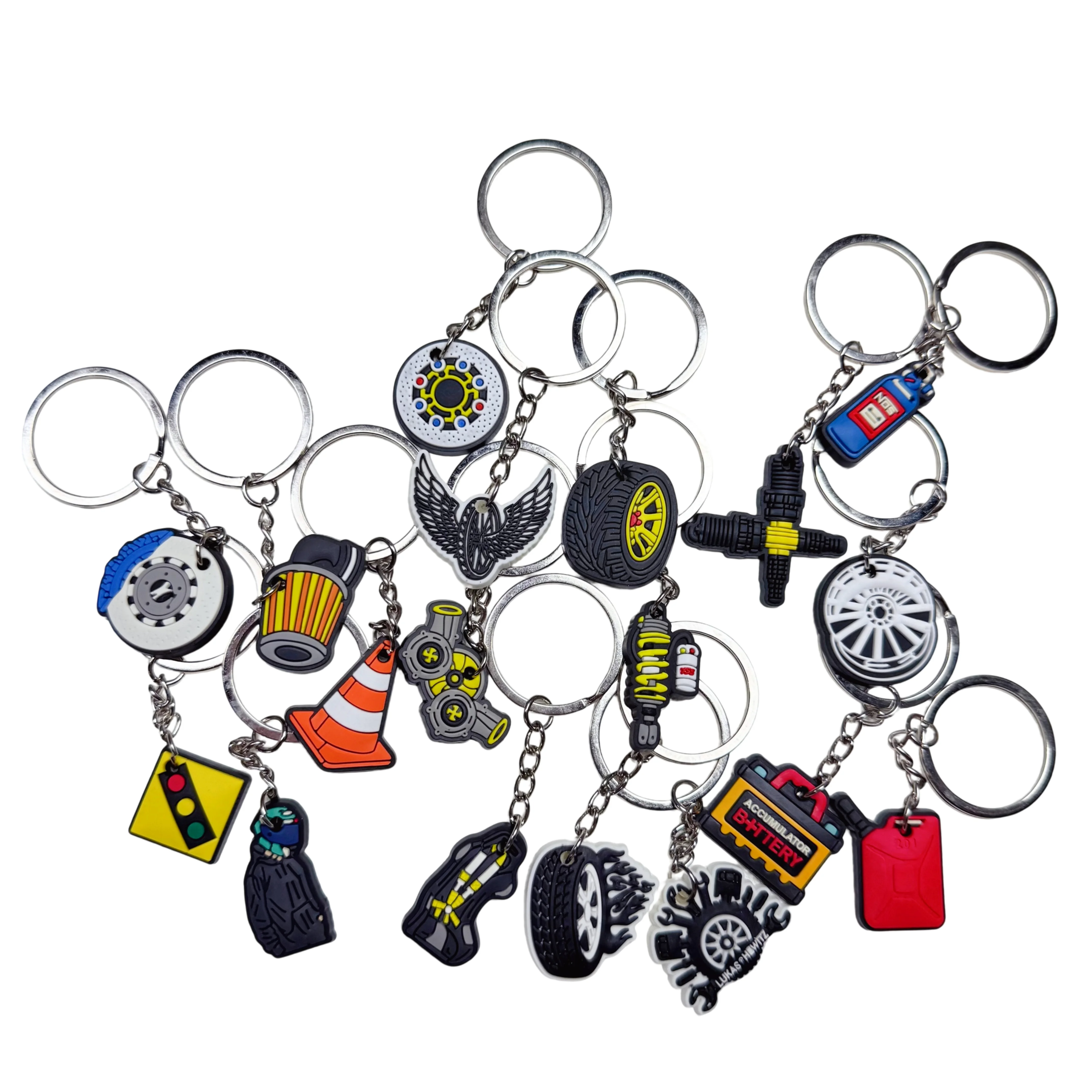 1-18Pcs Car Accessories PVC Soft Keychain Ornament Key Holder Keyring Bag Pendant for Key Control Accessories Birthday Gift