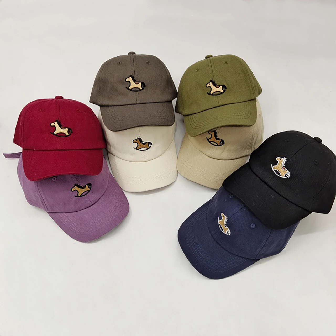 Small Horse Embroidered Duckbill Cap for Children Baseball Hat 4-10Year Boy Girl Outdoor Sunshade Visors Kids Duck Tongue Caps