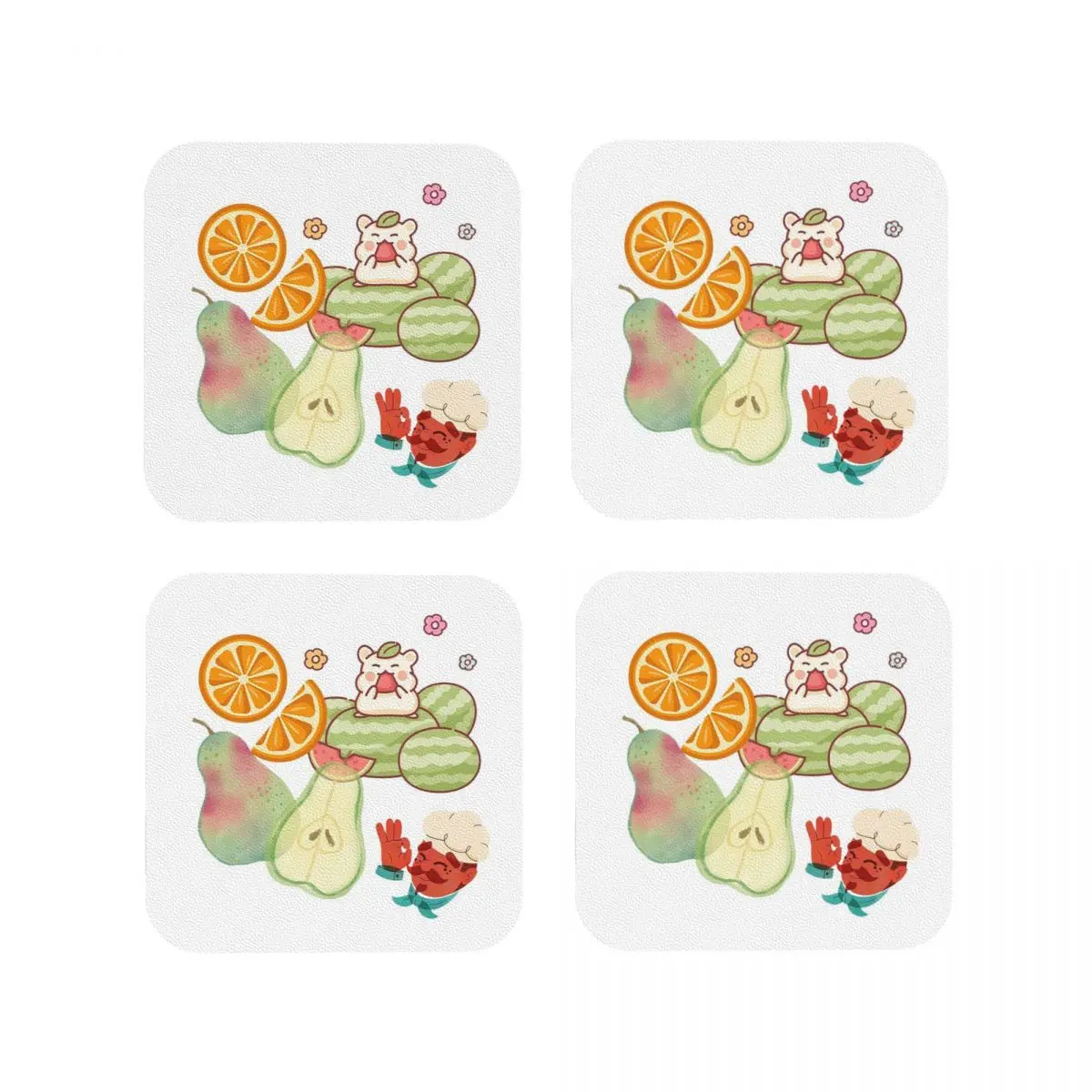 

Cute Fruit Chef Design Kawaii Food Art Coasters Kitchen Placemats Insulation Cup Coffee Mats For Decor Home Tableware Pads