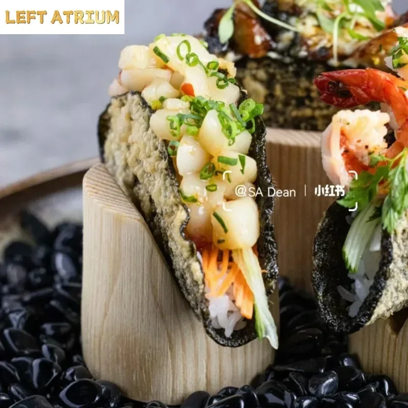 Wooden Sushi Trays Hand Roll Rack Specialty Cutlery Sashimi Dish Snack Trays Dessert Plate Dim Sum Dish Display Racks Cake Stand
