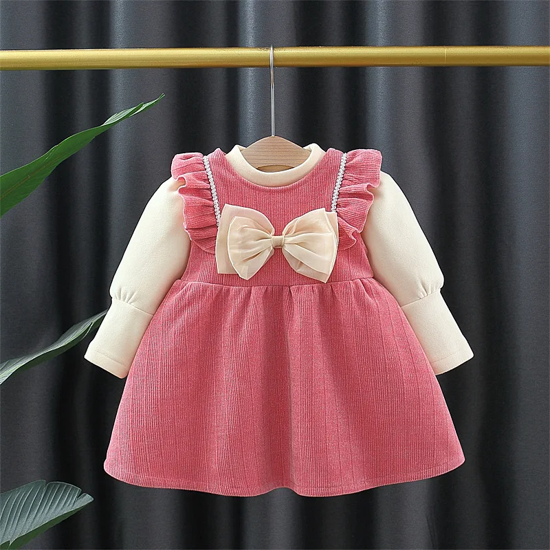 

Fall winter 1 year baby's birthday girl's clothes Outfit wear sets Bowknot Tank dress T-shirt suit for girl's baby clothing sets