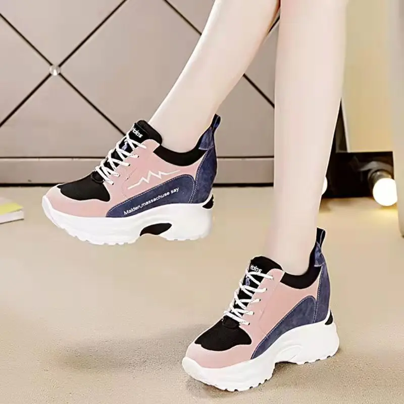 Shoes Woman Spring 2023 Women\'s Sports Platform Sneakers Wedges Heels Casual Trendyol Luxury Autumn Comfortable Elegant Lace-up