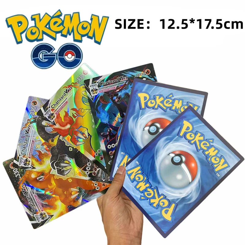 6/12pcs Pokemon Cards GX VMax Oversized Card Charizard Pikachu Rare Collection Battle Trainer Boys Children Christmas Gifts