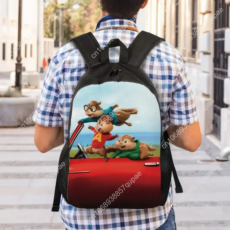 Mochilas personalizadas de anime Alvin Seville para homens e mulheres, escola, estudante universitário, bolsa para livros, adequada para laptop de 15 polegadas, bolsas de mangá Chipmunks