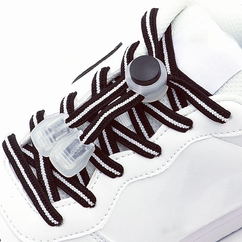 2Pair Elastic Shoe Laces Round Snap Lock Flat Shoelaces for Sneakers  Without Ties Kids Adult Quick Shoelace Shoe Accessories