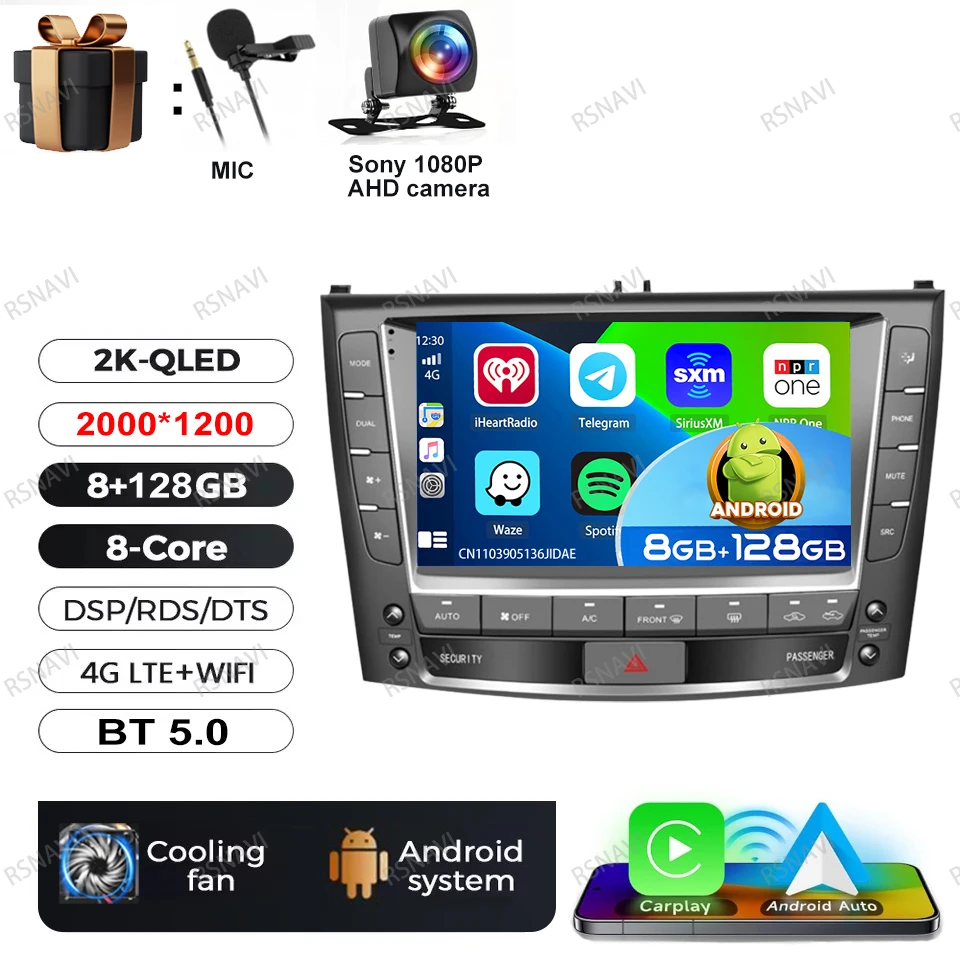 Auto radio Android 16 voor Lexus IS250 IS300 IS200 IS220 IS350 2005 - 2012 4G LTE DVD autoradio videospeler draadloze Carplay Auto