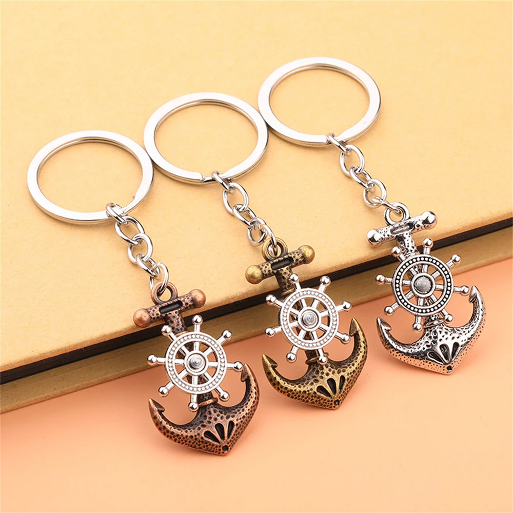 Vintage Anchor Key Chain Swivel Compass Keyring Men Bag Pendant Car Key Holder Pirate Ship Keychains Classics Key Accessories