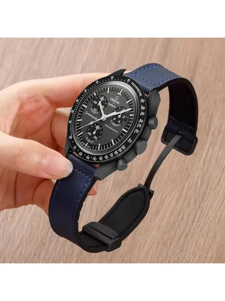 20mm 22mm Leder + Silikonarmband für Omega X Swatch Joint MoonSwatch Magnetband für Xiaomi Uhr S4 S3 S2 S1/Huawei GT3 4 5 6
