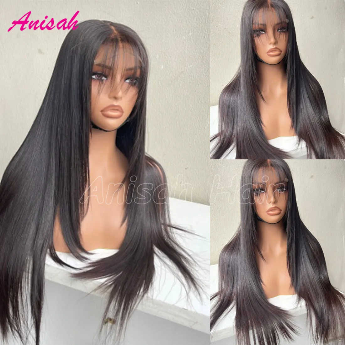 

Straight Glueless Wigs Human Hair Pre Plucked Wear And Go 5x5 Lace Closure Wigs Human Hair 13x4 Lace Frontal Wigs with Bangs