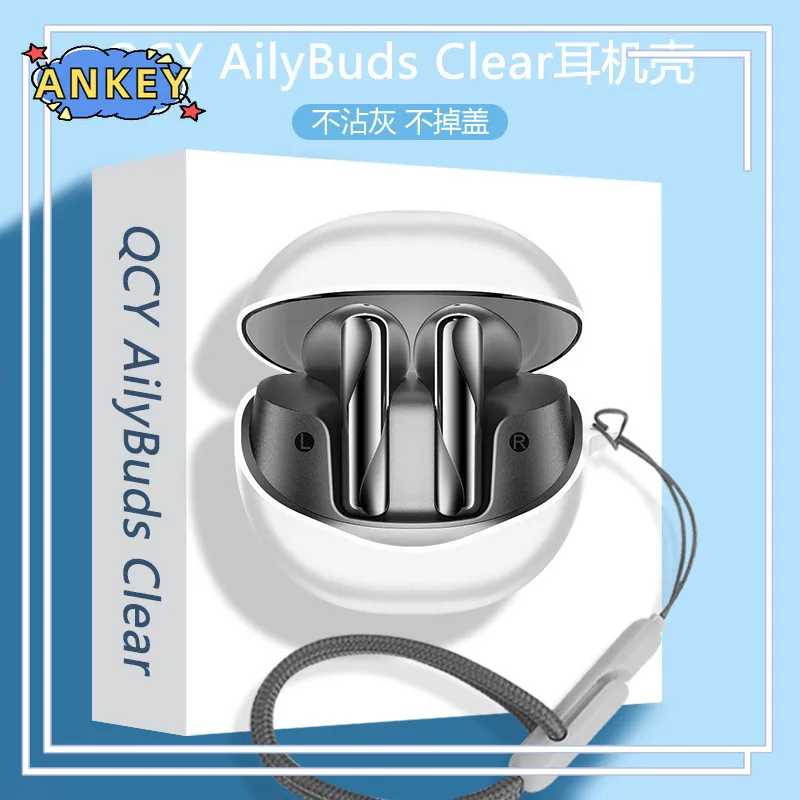 for QCY AilyBuds Clear T32 Protective Case Nylon Lanyard Soft Cover Washable Housing Anti Sleeve Hand Rope Strap Accessories