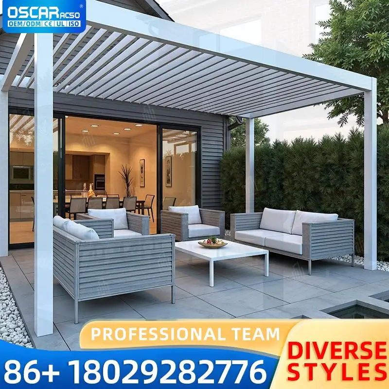 

Fully Automatic Retractable Bioclimat Aluminium Outdoor Gazebo Pergola for Garden Patio Poolside pergola