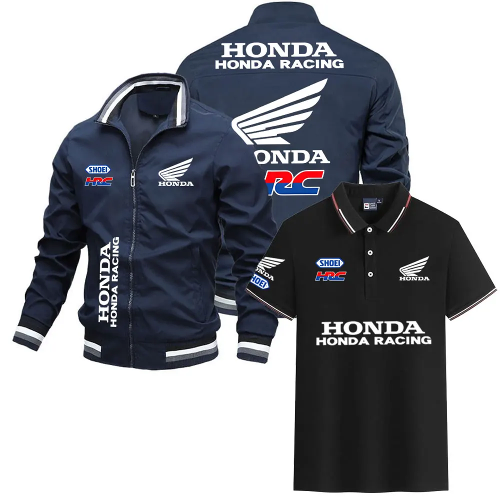

Honda racing men's zipper jacket + top short-sleeved business casual POLO T-shirt sets outdoor sports motorcycle riding clothes