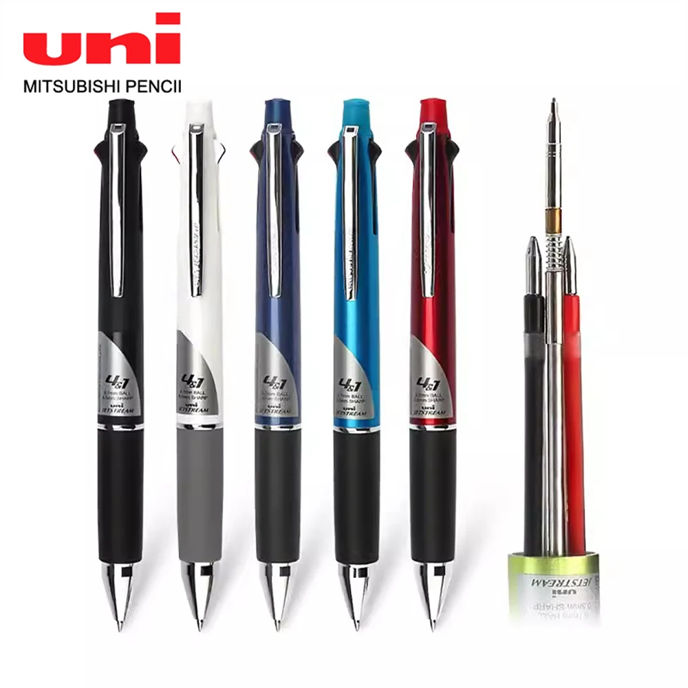 Japan UNI Multifunctional Pen MSXE5-1000 Student Office Stationery 4 Color Ballpoint Pen + 0.5mm Mechanical Pencil Stationery