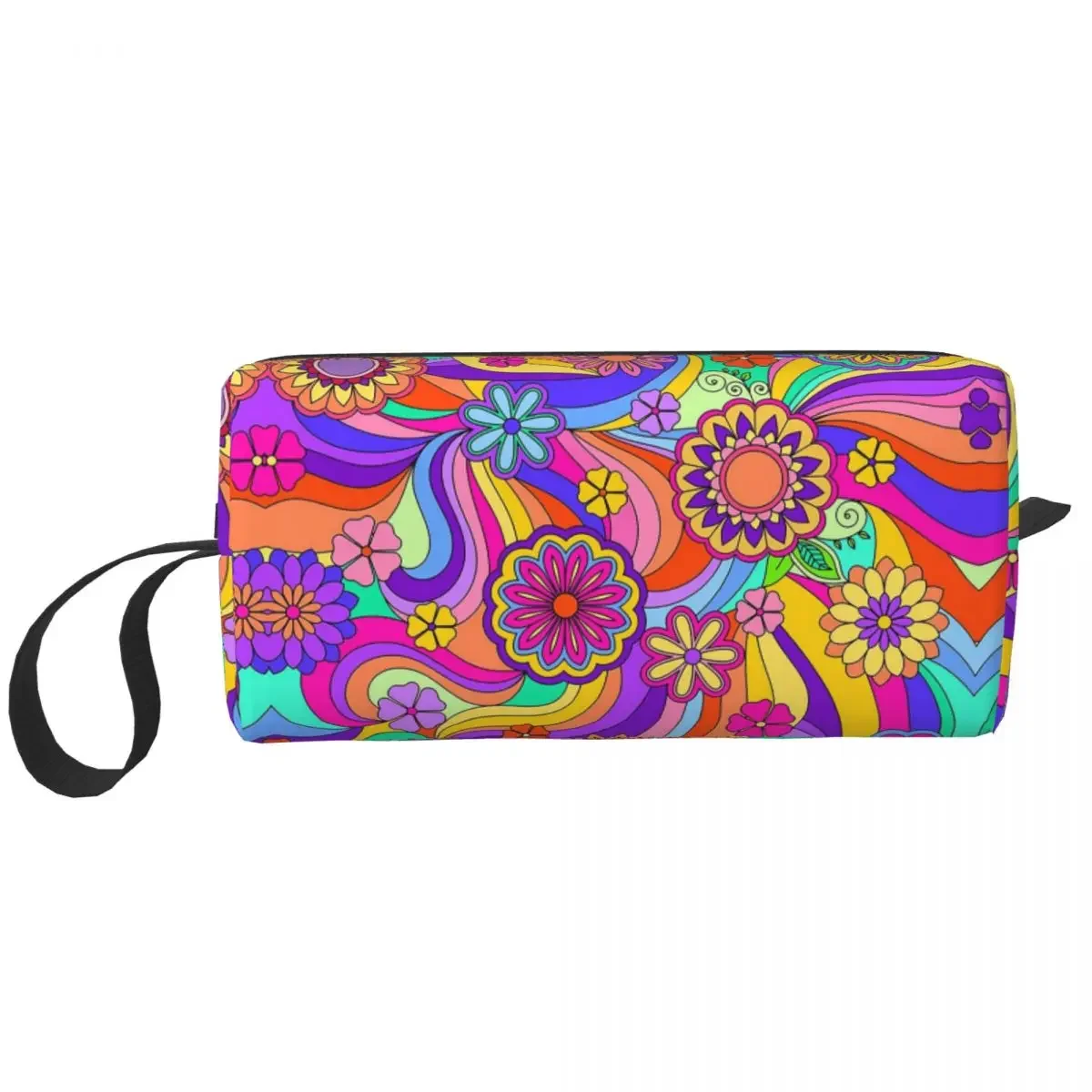 

Groovy Psychedelic Flower Power Makeup Bag Cosmetic Storage Dopp Kit Toiletry Cosmetic Bag for Women Beauty Travel Pencil Case