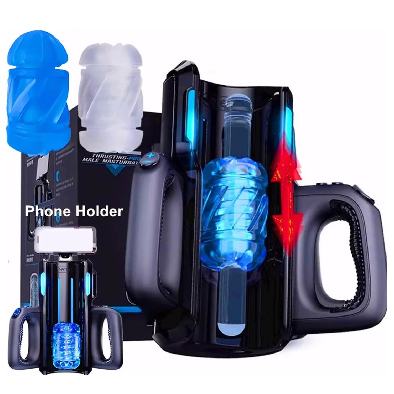 Leten King Pro Male Masturbator Adult Sex Toy Automatic Penis Stroker Dual Handle Phone Holder Voice Electric Blowjobsex Machine