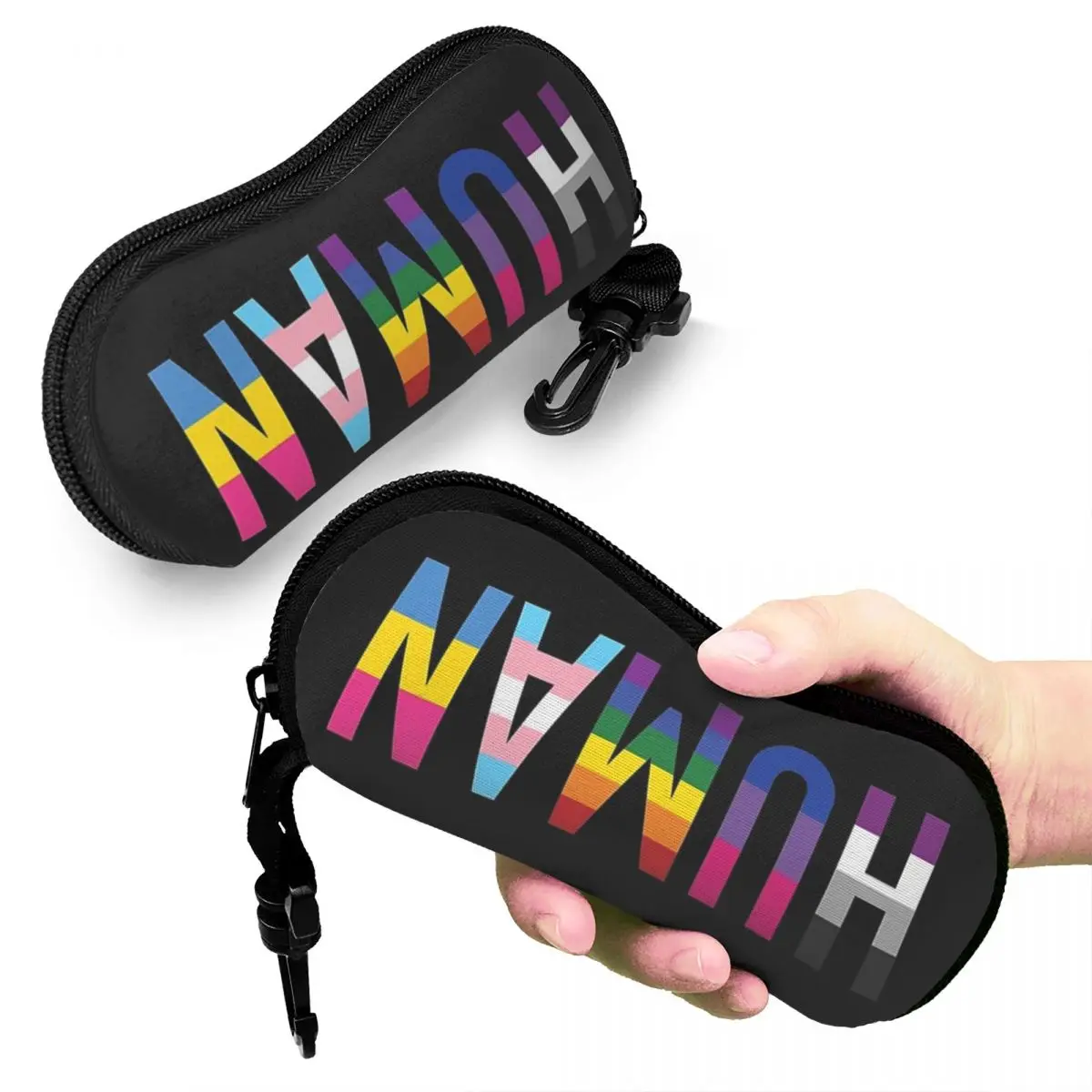 

Human, Various Queer Flags Shell Glasses Case Portable Sunglasses Box Women Men Soft Eyeglass Bag Pouch