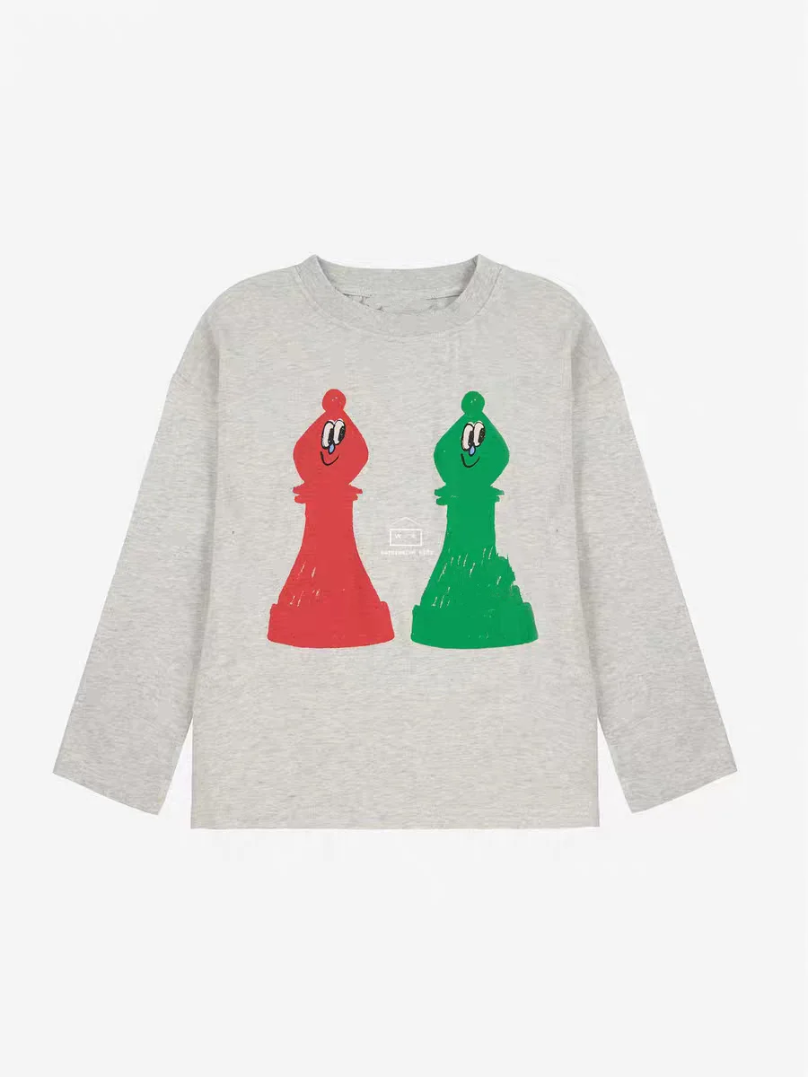 أطفال تي شيرت 2025 AW الخريف الشتاء المطبوعة فتاة صبي طويلة الأكمام تي شيرت رداء علوي غير رسمي الملابس الأساسية