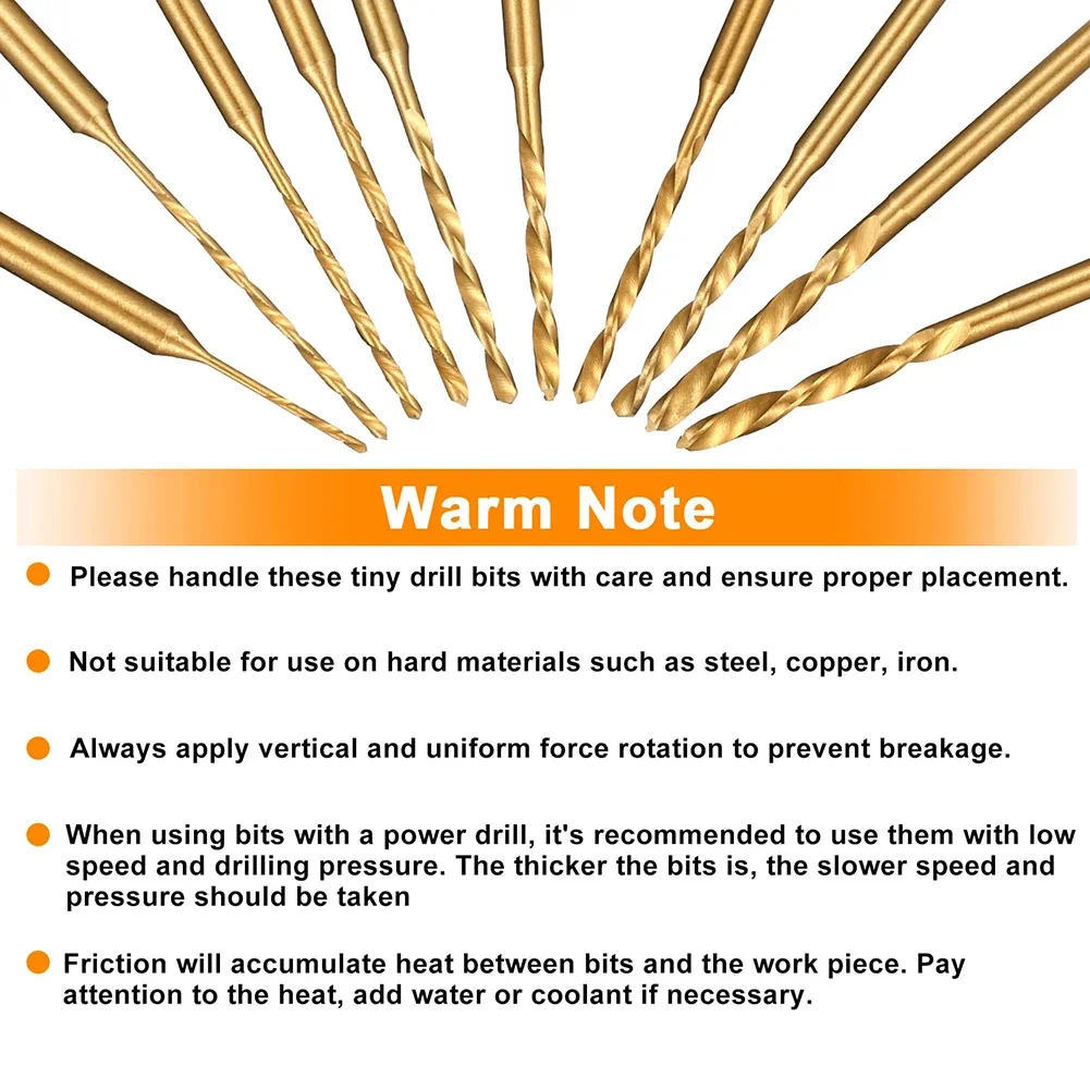 

Easy To Store Crafting DIY Projects Engraving Drill Bits Jewelry Drill Bits 10 Pieces Set Gold Color High-Speed Steel